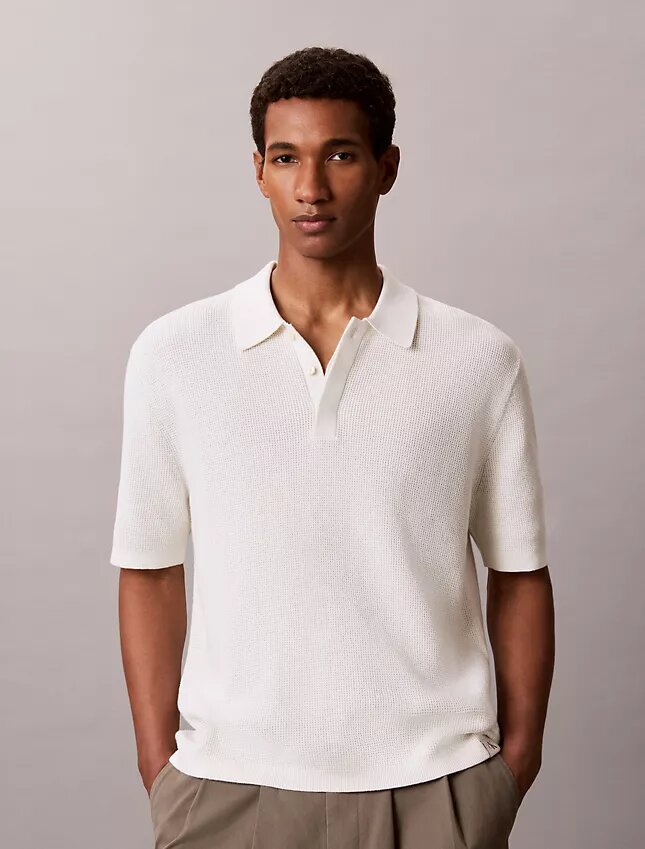 Polo de punto waffle de algodón suave Polo de punto waffle de algodón suave