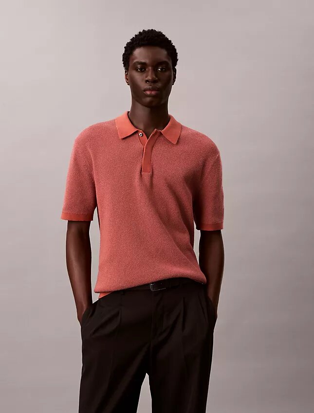 Polo de punto waffle de algodón suave Polo de punto waffle de algodón suave
