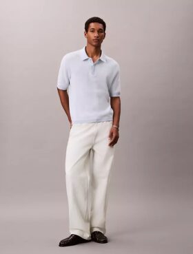 Polo de punto waffle de algodón suave