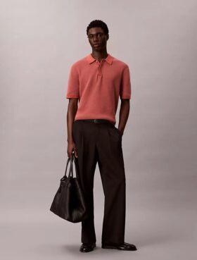 Polo de punto waffle de algodón suave