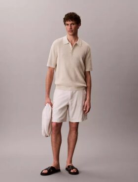 Polo de punto waffle de algodón suave