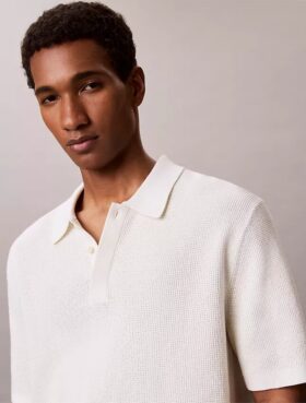 Polo de punto waffle de algodón suave