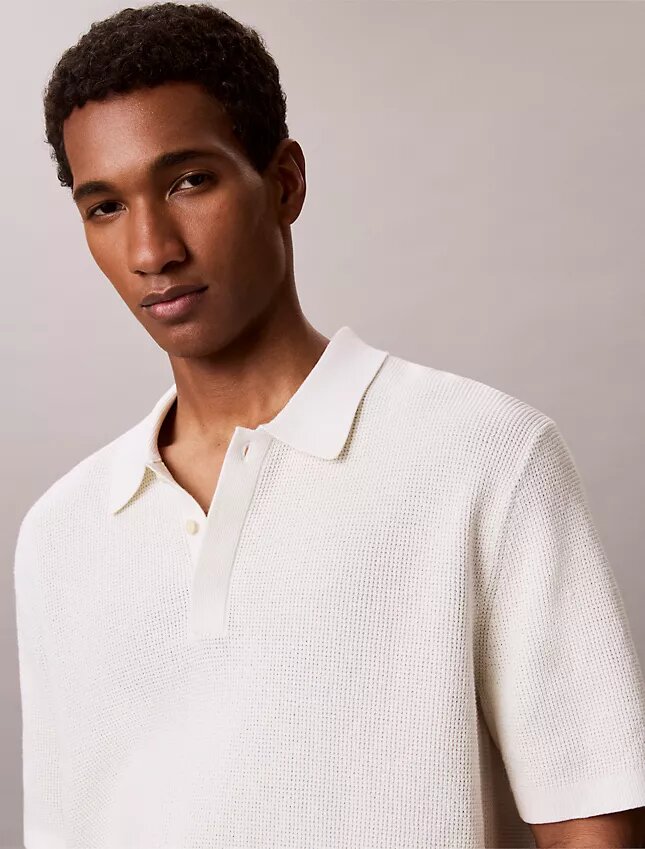 Polo de punto waffle de algodón suave Polo de punto waffle de algodón suave