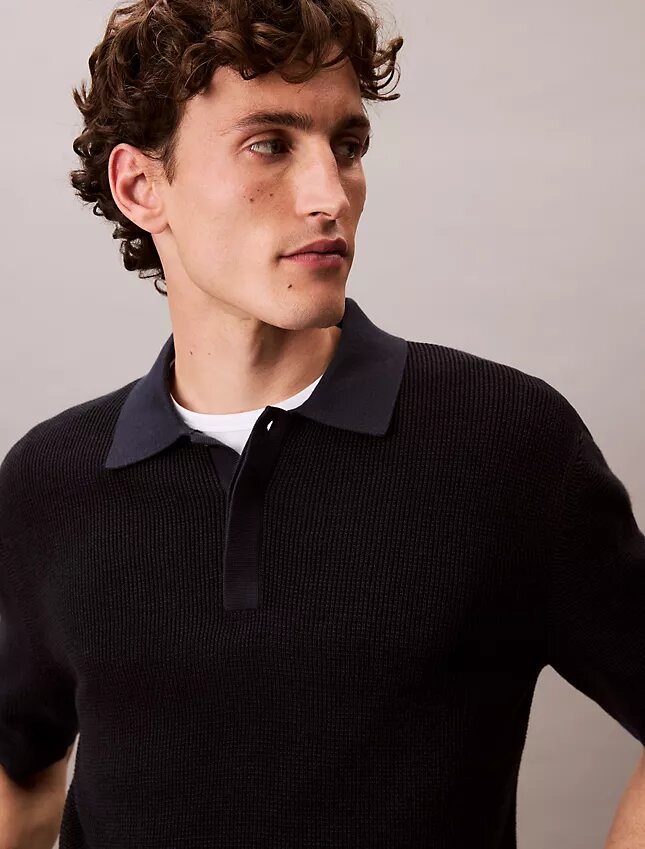 Polo de punto waffle de algodón suave Polo de punto waffle de algodón suave