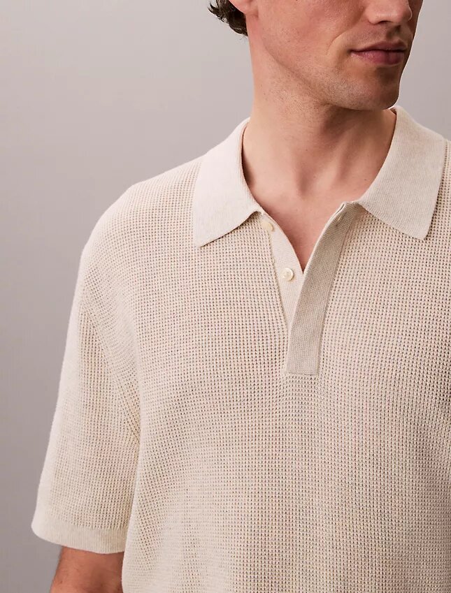Polo de punto waffle de algodón suave Polo de punto waffle de algodón suave