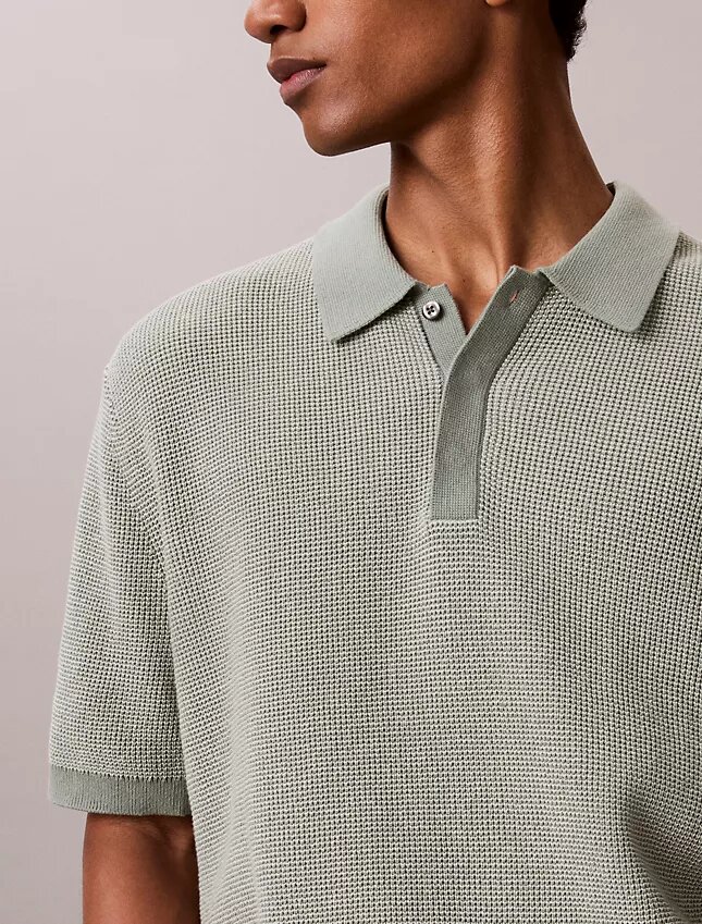 Polo de punto waffle de algodón suave Polo de punto waffle de algodón suave