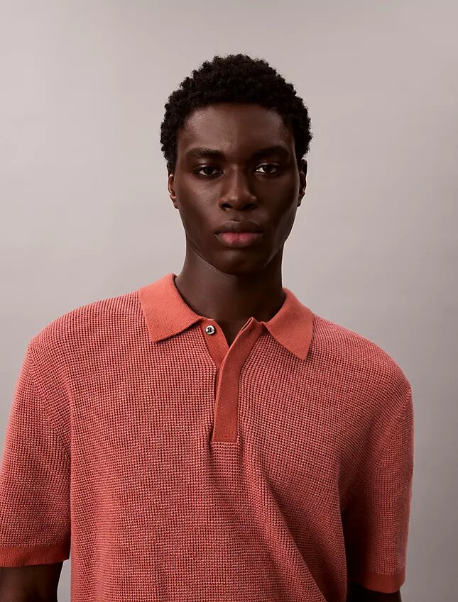 Polo de punto waffle de algodón suave Polo de punto waffle de algodón suave
