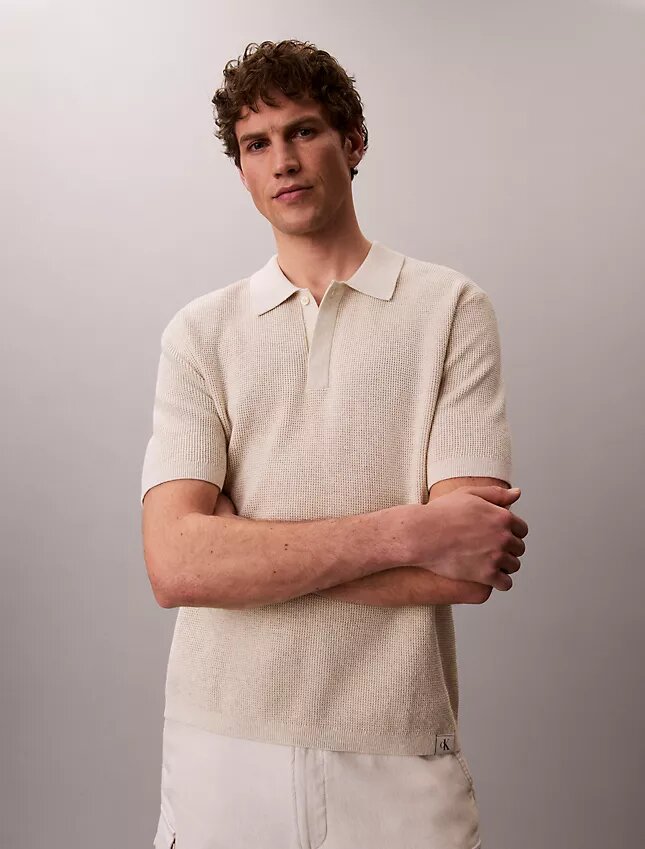 Polo de punto waffle de algodón suave Polo de punto waffle de algodón suave