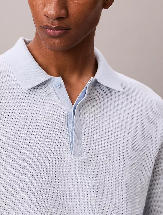 Polo de punto waffle de algodón suave Polo de punto waffle de algodón suave
