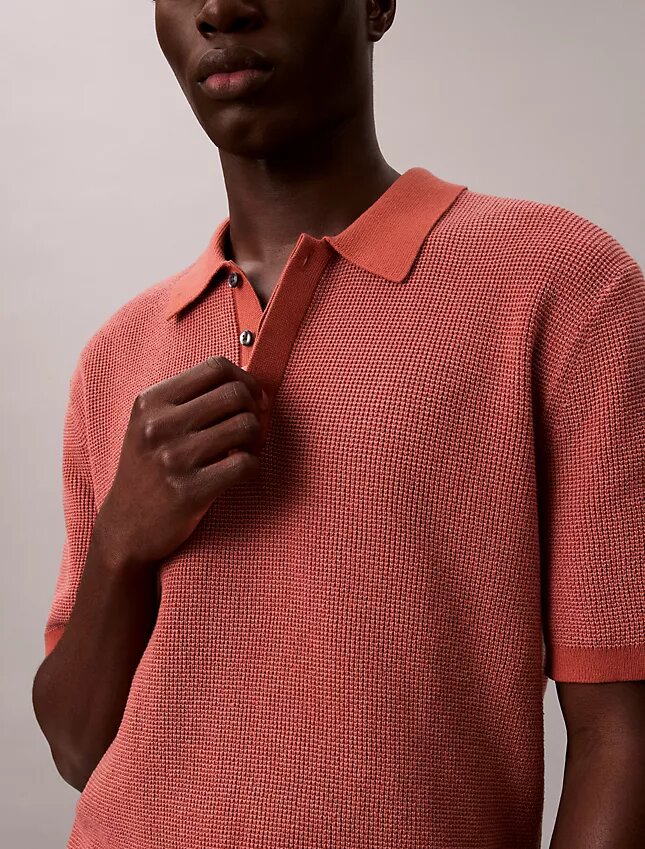 Polo de punto waffle de algodón suave Polo de punto waffle de algodón suave