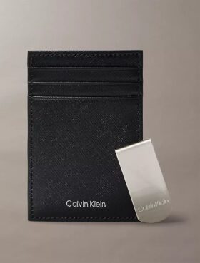 Portatarjetas Saffiano refinado + pinza para billetes