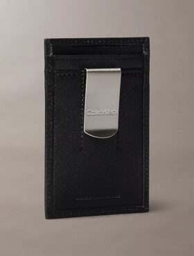 Portatarjetas Saffiano refinado + pinza para billetes