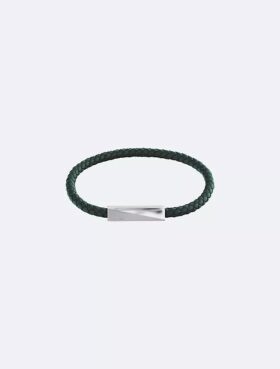 Pulsera de cuero con placa identificativa biselada