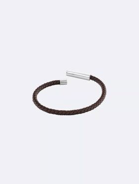 Pulsera de cuero con placa identificativa biselada