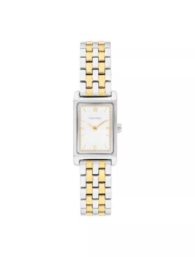 Reloj con brazalete de eslabones y esfera rectangular