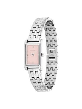Reloj con brazalete de eslabones y esfera rectangular