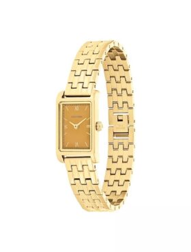 Reloj con brazalete de eslabones y esfera rectangular