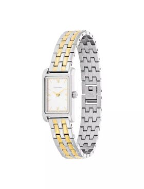 Reloj con brazalete de eslabones y esfera rectangular