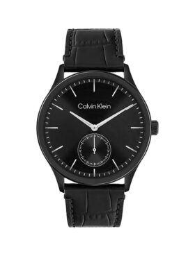 Reloj con esfera cepillada y correa de piel