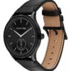 Reloj con esfera cepillada y correa de piel