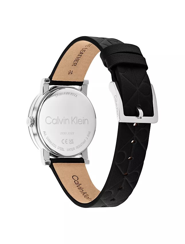 Reloj con esfera con emblema integral y correa de piel Reloj con esfera con emblema integral y correa de piel