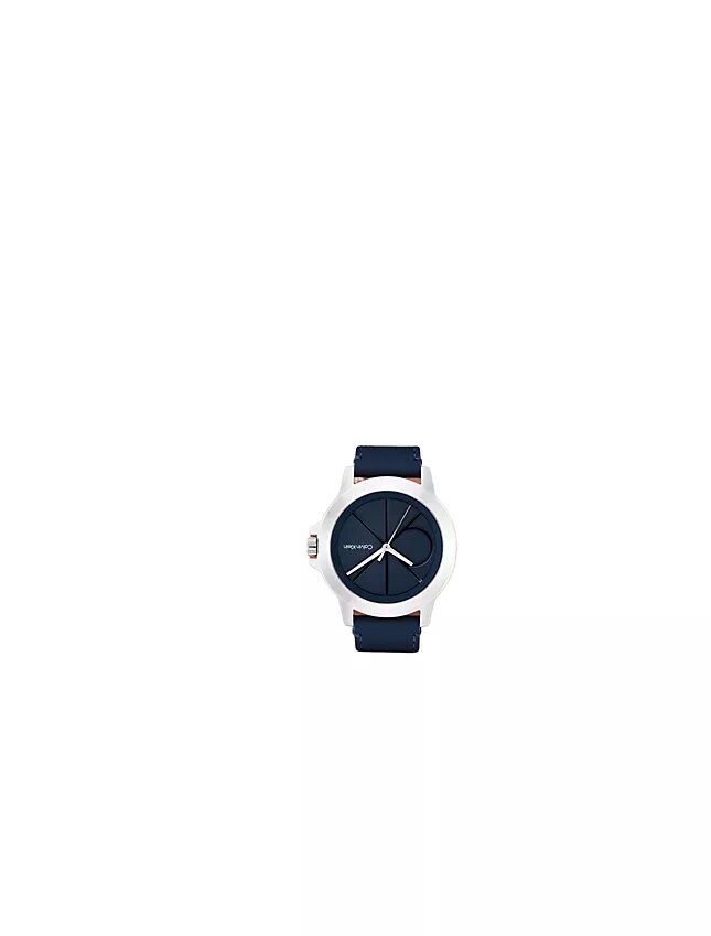 Reloj con esfera con emblema y correa de piel Reloj con esfera con emblema y correa de piel