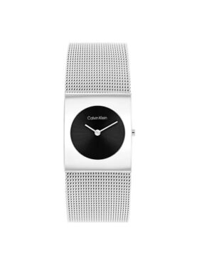 Reloj con esfera geométrica y brazalete de malla