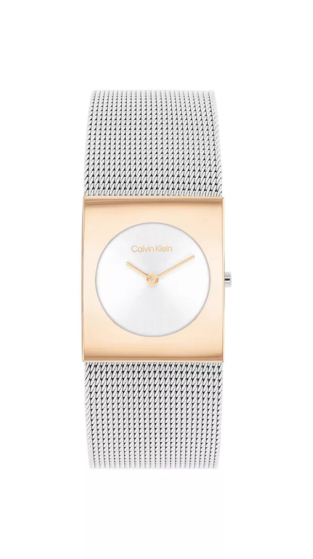 Reloj con esfera geométrica y brazalete de malla Reloj con esfera geométrica y brazalete de malla