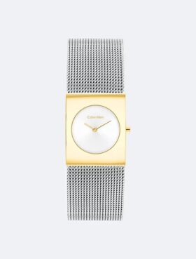Reloj con esfera geométrica y brazalete de malla
