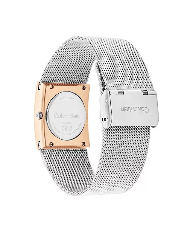 Reloj con esfera geométrica y brazalete de malla Reloj con esfera geométrica y brazalete de malla