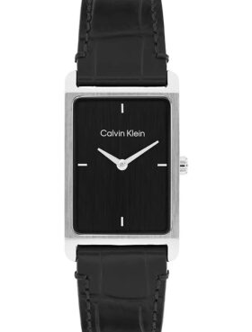 Reloj con esfera rectangular y correa de piel