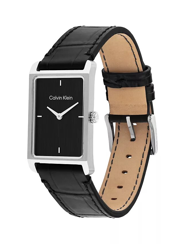 Reloj con esfera rectangular y correa de piel Reloj con esfera rectangular y correa de piel