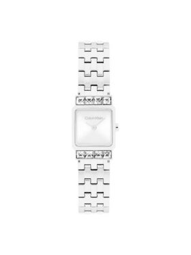 Reloj con pulsera de eslabones y esfera cuadrada