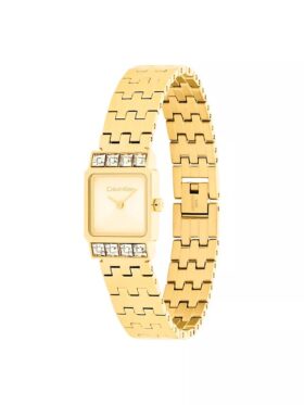 Reloj con pulsera de eslabones y esfera cuadrada