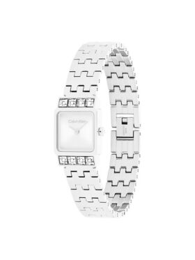 Reloj con pulsera de eslabones y esfera cuadrada