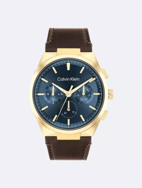 Reloj multifunción con correa de piel