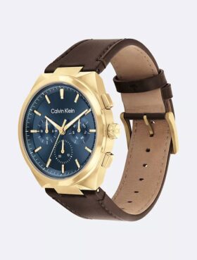 Reloj multifunción con correa de piel