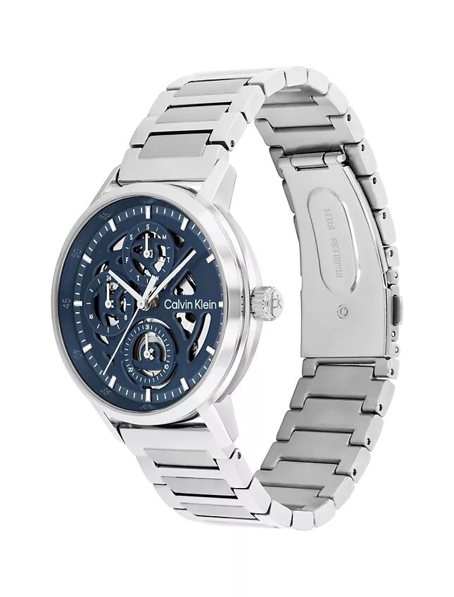 Reloj multifunción con esfera expuesta y brazalete de eslabones Reloj multifunción con esfera expuesta y brazalete de eslabones