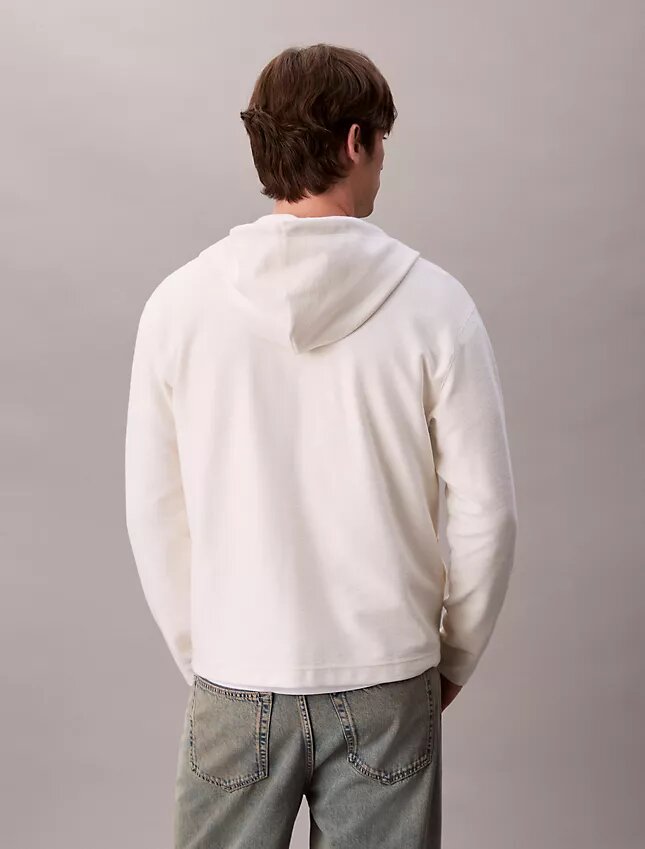 Sudadera con capucha holgada de mezcla de algodón bouclé Sudadera con capucha holgada de mezcla de algodón bouclé