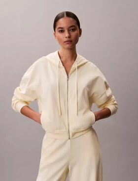 Sudadera con capucha y cremallera completa de jersey de algodón con logotipo