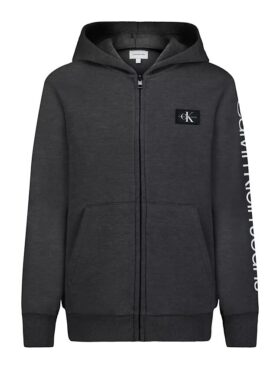 Sudadera con capucha y cremallera con parche Monologo para niños