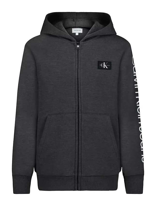 Sudadera con capucha y cremallera con parche Monologo para niños Sudadera con capucha y cremallera con parche Monologo para niños