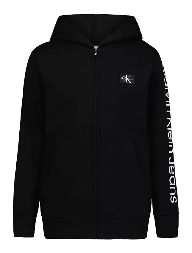 Sudadera con capucha y cremallera con parche Monologo para niños Sudadera con capucha y cremallera con parche Monologo para niños