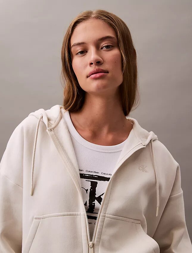 Sudadera con capucha y cremallera de felpa con Monogram Sudadera con capucha y cremallera de felpa con Monogram