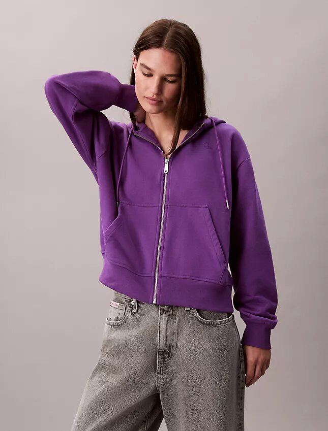 Sudadera con capucha y cremallera de felpa francesa con logotipo de archivo Sudadera con capucha y cremallera de felpa francesa con logotipo de archivo