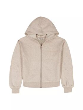 Sudadera con capucha y cremallera de felpa para niñas