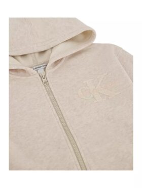 Sudadera con capucha y cremallera de felpa para niñas