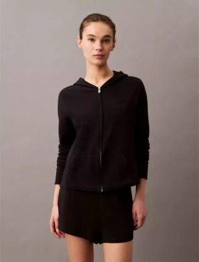 Sudadera con capucha y cremallera Icon de felpa de algodón