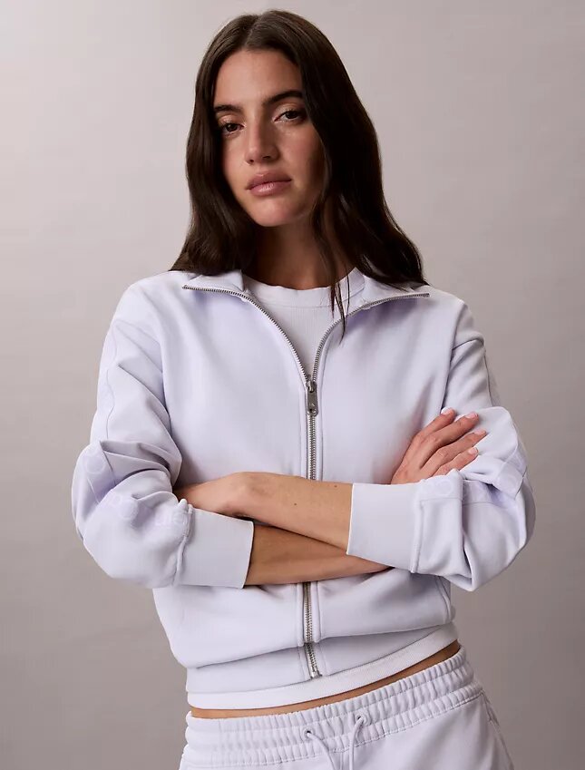 Sudadera con cremallera completa y cinta con el logotipo Sudadera con cremallera completa y cinta con el logotipo