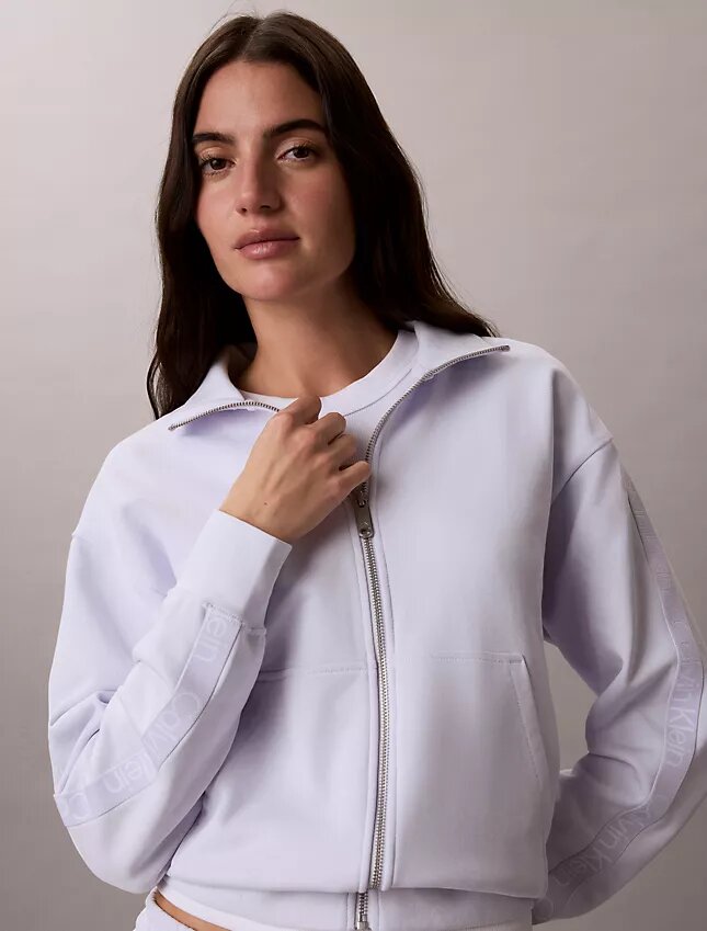 Sudadera con cremallera completa y cinta con el logotipo Sudadera con cremallera completa y cinta con el logotipo